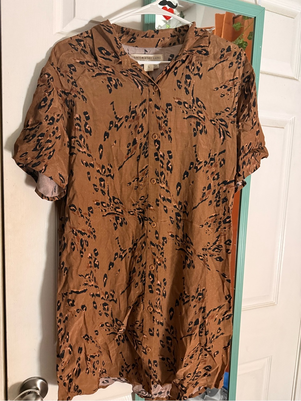 saltwater LUXE Brown and Black Animal Print Shirt
